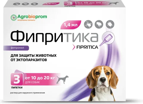 Капли от блох Pchelodar Фипритика для собак 10-20кг (3шт)