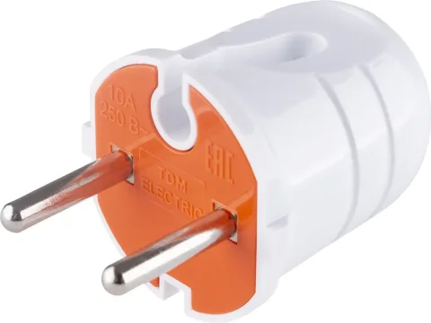 Вилка штепсельная TDM 10А 250В SQ1806-0209 (белый/красный)