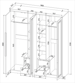 Шкаф Interline Концепт КТ-Ш4 Деко (дуб золотой/белый) — фото 4
