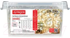 Световой занавес VEGAS 55210 (1x4м, теплый белый) — фото 4