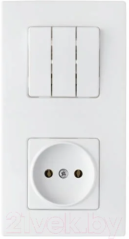Блок выключатель+розетка Bylectrica Astrum 3В-РЦ-7531 (белый)