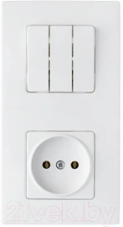 Блок выключатель+розетка Bylectrica Astrum 3В-РЦ-7531 (белый) — фото 1