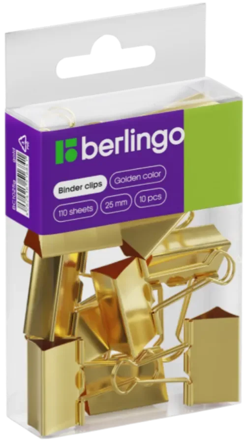 Зажим для бумаги Berlingo BC1025g (10шт, золотистый)