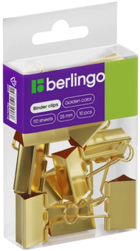 Зажим для бумаги Berlingo BC1025g (10шт, золотистый)