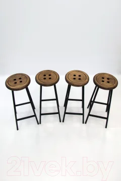 Табурет барный Stal-Massiv Button-65 (дуб мореный/черный) — фото 10