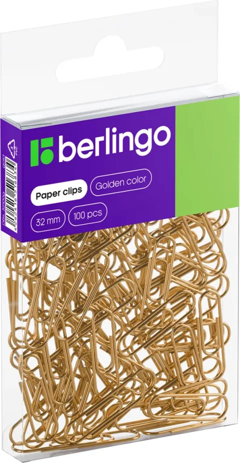 Скрепки Berlingo DBs_32100g (золотистый, 100шт)