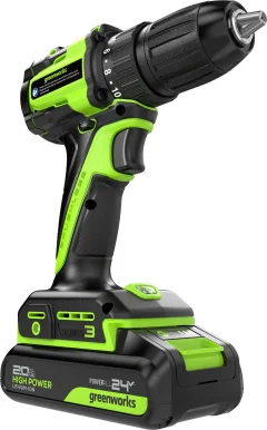 Аккумуляторная дрель-шуруповерт Greenworks DD345 бесщеточная 24V / 3708307CUA (с АКБ 2Ач и ЗУ) — фото 3