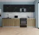 Кухонный гарнитур Interline Мила Gloss 60-30 (черный глянец/дуб вотан/травертин серый) — фото 9