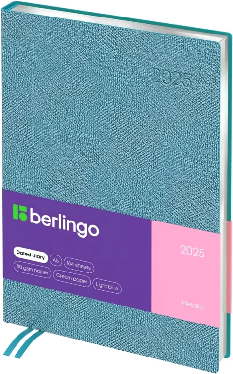 Ежедневник Berlingo Metallic 2025 А5 / DD5_93522 (184л, голубой металлик)