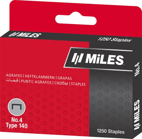 Скобы MILES NO.4-6MM (6мм, тип 140, 1250шт)