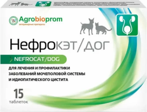 Таблетки для лечения мочеполовой системы у животных Pchelodar Нефрокэт профилактика МКБ для кошек (15шт)