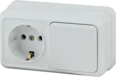 Блок выключатель+розетка INTRO Quadro 2-701-01 / Б0053864 (белый) — фото 3