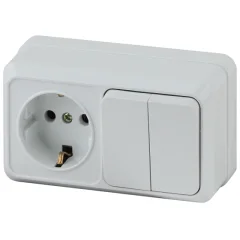Блок выключатель+розетка INTRO Quadro 2-702-01 / Б0053873 (белый) — фото 1