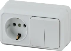 Блок выключатель+розетка INTRO Quadro 2-702-01 / Б0053873 (белый) — фото 3