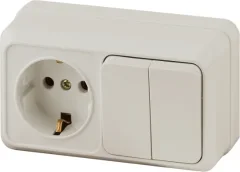 Блок выключатель+розетка INTRO Quadro 2-702-02 / Б0053875 (слоновая кость) — фото 3