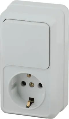 Блок выключатель+розетка INTRO Quadro 2-705-01 / Б0053882 (белый) — фото 3