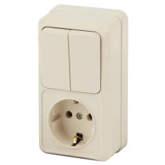 Блок выключатель+розетка INTRO Quadro 2-706-02 / Б0053893 (слоновая кость) — фото 1