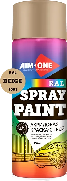 Краска автомобильная AIM-ONE Акриловая RAL-1001 (450мл, бежевый)