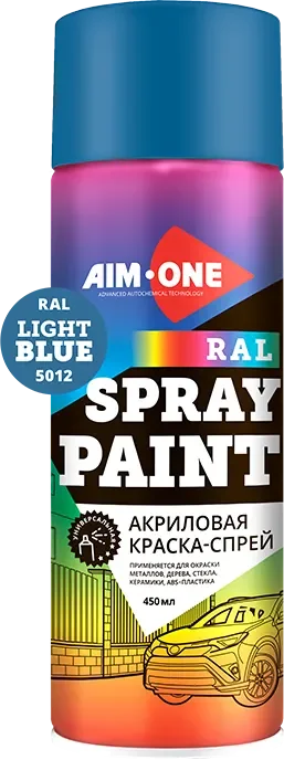 Краска автомобильная AIM-ONE Акриловая RAL-5012 (450мл, голубой)
