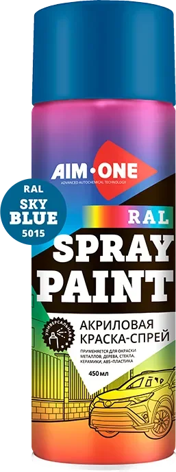 Краска автомобильная AIM-ONE Акриловая RAL-5015 (450мл, небесно-голубой)