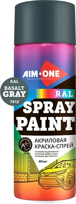 Краска автомобильная AIM-ONE Акриловая RAL-7012 (450мл, базальтово-серый)
