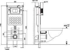Унитаз подвесной с инсталляцией Abber Rechteck AC1220TC-AC0105-AC0121 (с кнопкой смыва) — фото 8