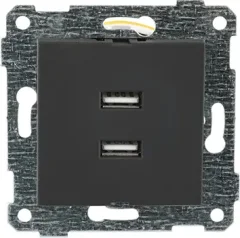 Розетка Mutlusan Rita 2xUSB Type-A 2200-449-0184 (черный матовый) — фото 1