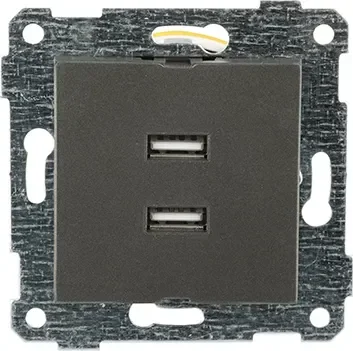 Розетка Mutlusan Rita 2xUSB Type-A 2200-449-0195 (дымчатый)