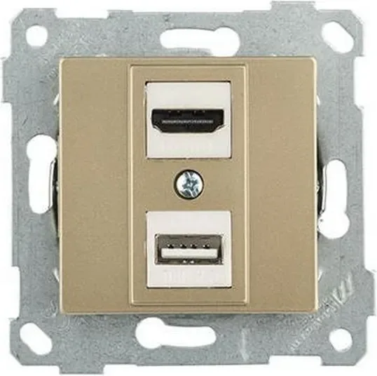 Розетка Mutlusan Rita HDMI + USB Type-A 2200-459-0185 (золото доре)