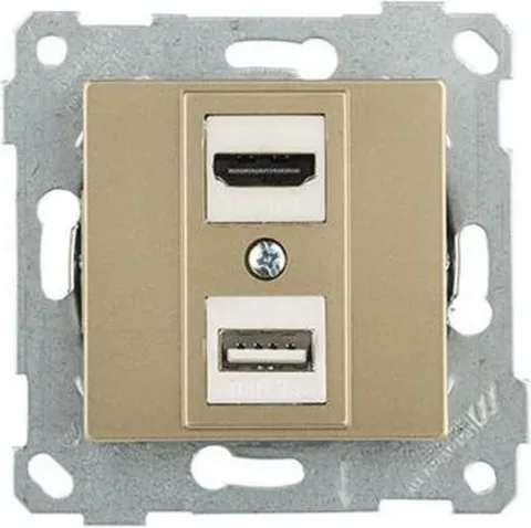 Розетка Mutlusan Rita HDMI + USB Type-A 2200-459-0185 (золото доре)