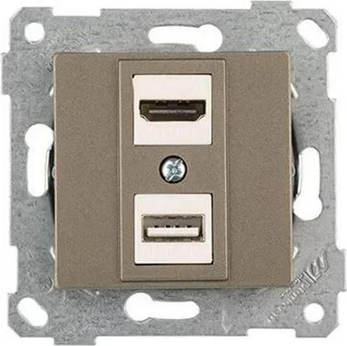 Розетка Mutlusan Rita HDMI + USB Type-A 2200-459-0186 (антрацит)