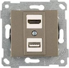 Розетка Mutlusan Rita HDMI + USB Type-A 2200-459-0186 (антрацит) — фото 1