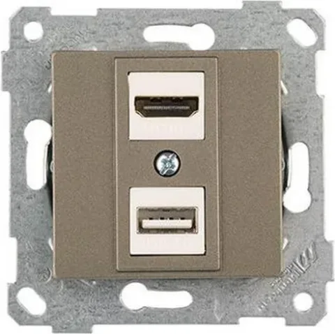 Розетка Mutlusan Rita HDMI + USB Type-A 2200-459-0186 (антрацит)