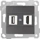 Розетка Mutlusan Rita HDMI + USB Type-A 2200-459-0195 (дымчатый) — фото 2
