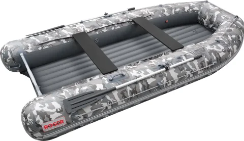Надувная лодка Roger Boat Sfera 3500 (безконусная, малый киль, серый камуфляж/графит комби)