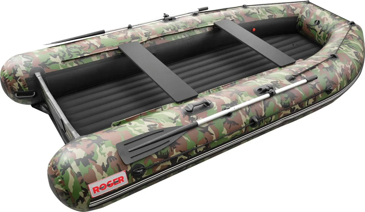 Надувная лодка Roger Boat Sfera 3500 (безконусная, малый киль, зеленый камуфляж/черный комби)