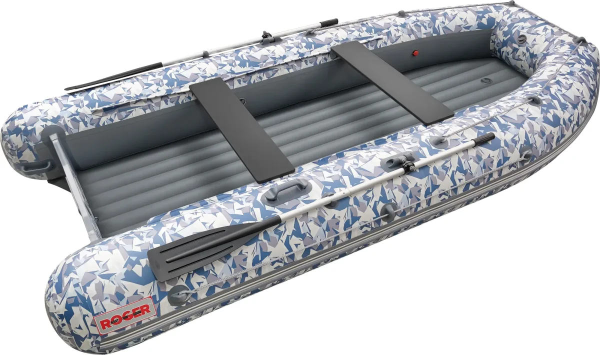 Надувная лодка Roger Boat Sfera 3500 (безконусная, малый киль, битое стекло/серый комби)