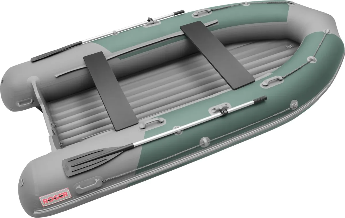 Надувная лодка Roger Boat Sfera 4000 (безконусная, средний киль, зеленый/серый комби)