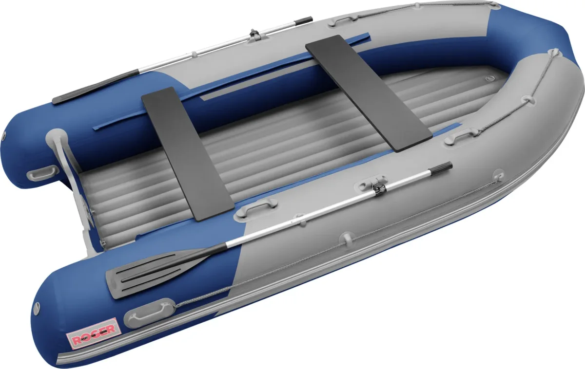 Надувная лодка Roger Boat Sfera 4000 (безконусная, средний киль, серый/синий комби)