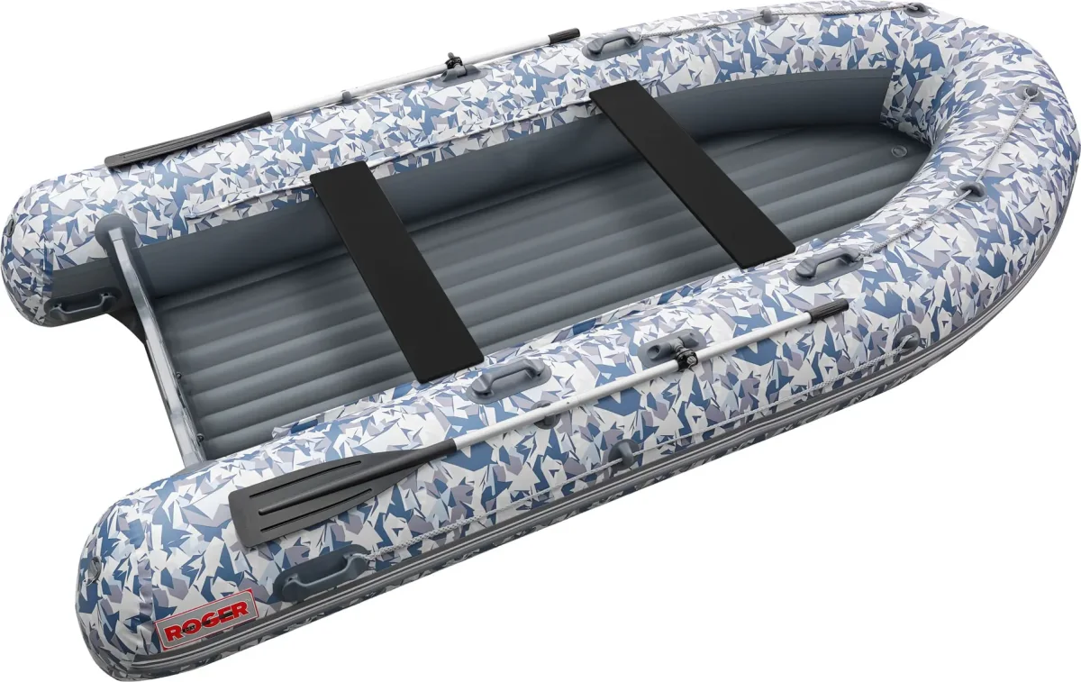 Надувная лодка Roger Boat Sfera 4000 (безконусная, средний киль, битое стекло/серый комби)