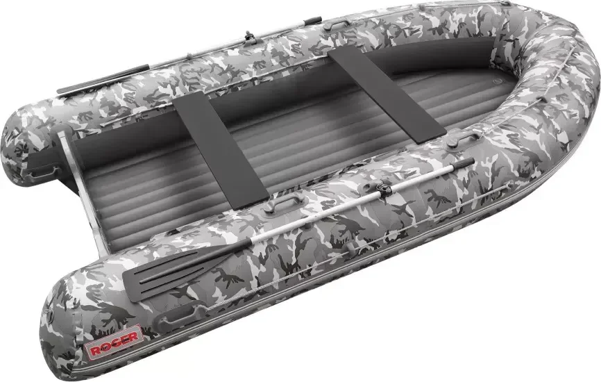 Надувная лодка Roger Boat Sfera 4200 (безконусная, средний киль, серый камуфляж/графит комби)