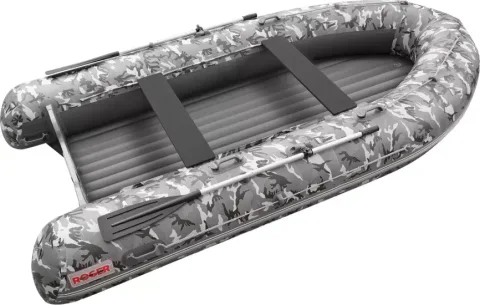 Надувная лодка Roger Boat Sfera 4200 (безконусная, средний киль, серый камуфляж/графит комби)