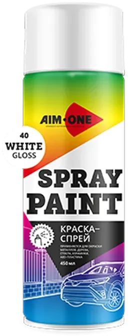 Краска автомобильная AIM-ONE SP-GB40 (450мл, белый глянец)