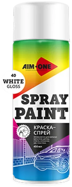 Краска автомобильная AIM-ONE SP-GB40 (450мл, белый глянец) — фото 1