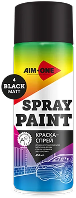 Краска автомобильная AIM-ONE SP-MB4 (450мл, черный матовый)