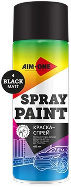 Краска автомобильная AIM-ONE SP-MB4 (450мл, черный матовый) — фото 8