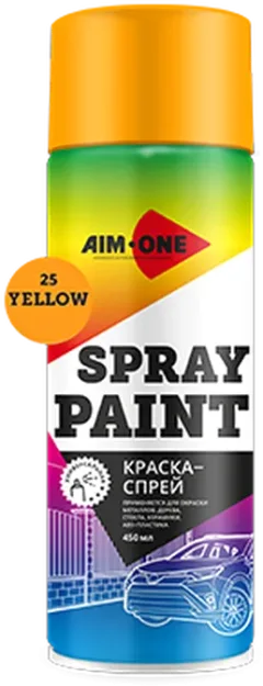 Краска автомобильная AIM-ONE SP-Y25 (450мл, желтый) — фото 1