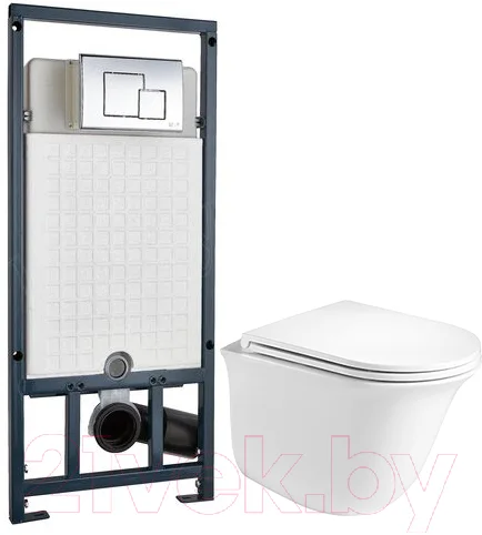 Унитаз подвесной с инсталляцией WeltWasser Telbach 004 GL-WT + Marberg 507 SE