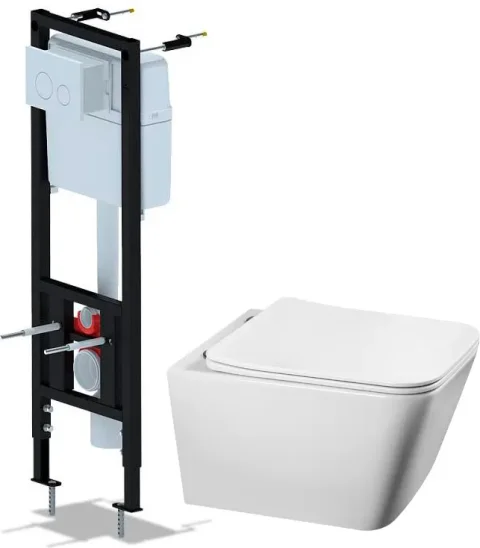 Унитаз подвесной с инсталляцией Saniteco Tornado KW-9004WT + Ани Пласт WCP4130