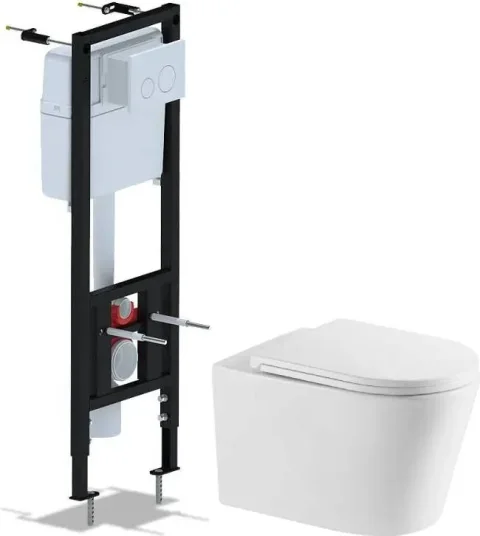 Унитаз подвесной с инсталляцией Saniteco Tornado KW-9005WT + Ани Пласт WCP4130